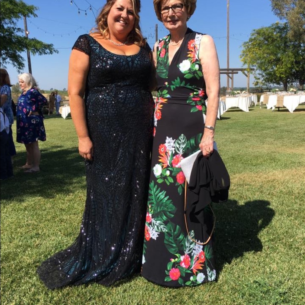 Sequin blue & black mother of the bride/prom dress